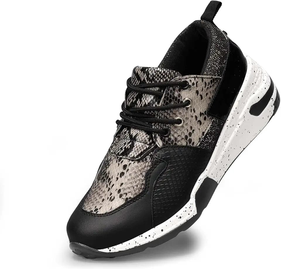 LUCKY STEP Damen-Sneaker mit hohem Absatz und Keilabsatz, modische Cliff-Plattform, Retro-Schnür-Freizeitschuhe