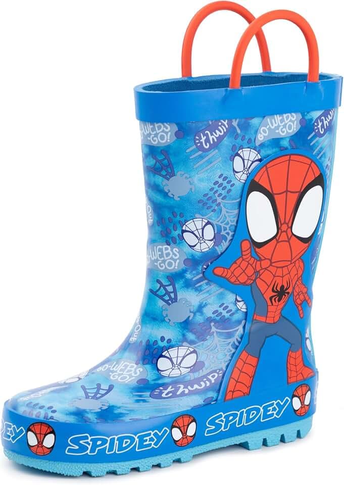 Marvel Spiderman Jungen Gummistiefel | Kinder-Gummistiefel mit Spiderman-Design in Blau | Wasserabweisende Regenstiefel für Jungen