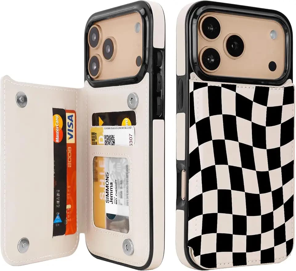 uCOLOR for iPhone 17/18 Pro Max Wallet Case Flip Dune Mirage Checkboard