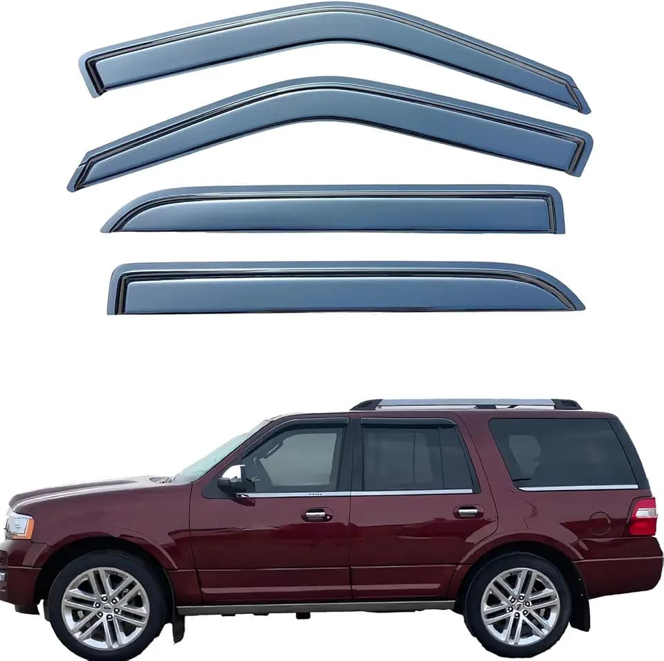 Tape On Window Visors Rain Guards Compatible with 1997-2017 Ford Expedition,1998-2017 Lincoln Navigator,Side Vent Visors Window Deflectors Shade for Ford Expedition 1997-2017,Car Accessories-4pcs