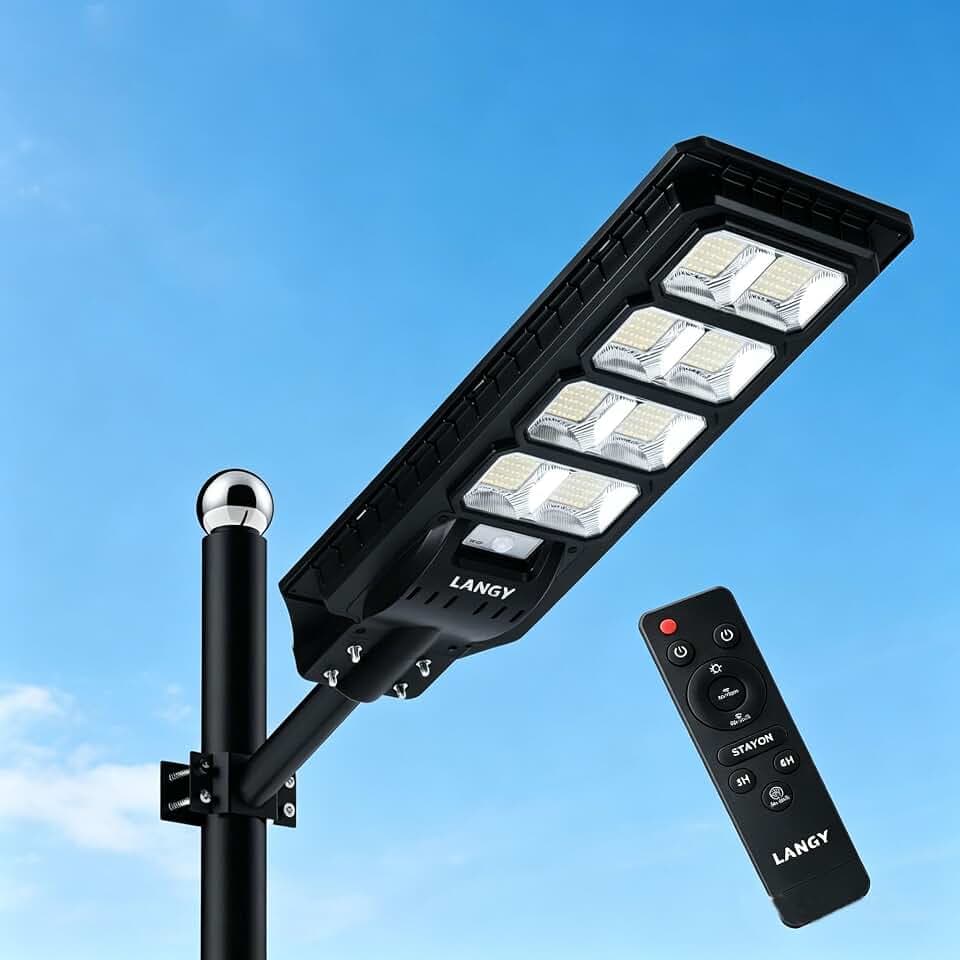 LANGY Solar Street Lights Outdoor,384 LEDs 200000LM Solar Powered Light