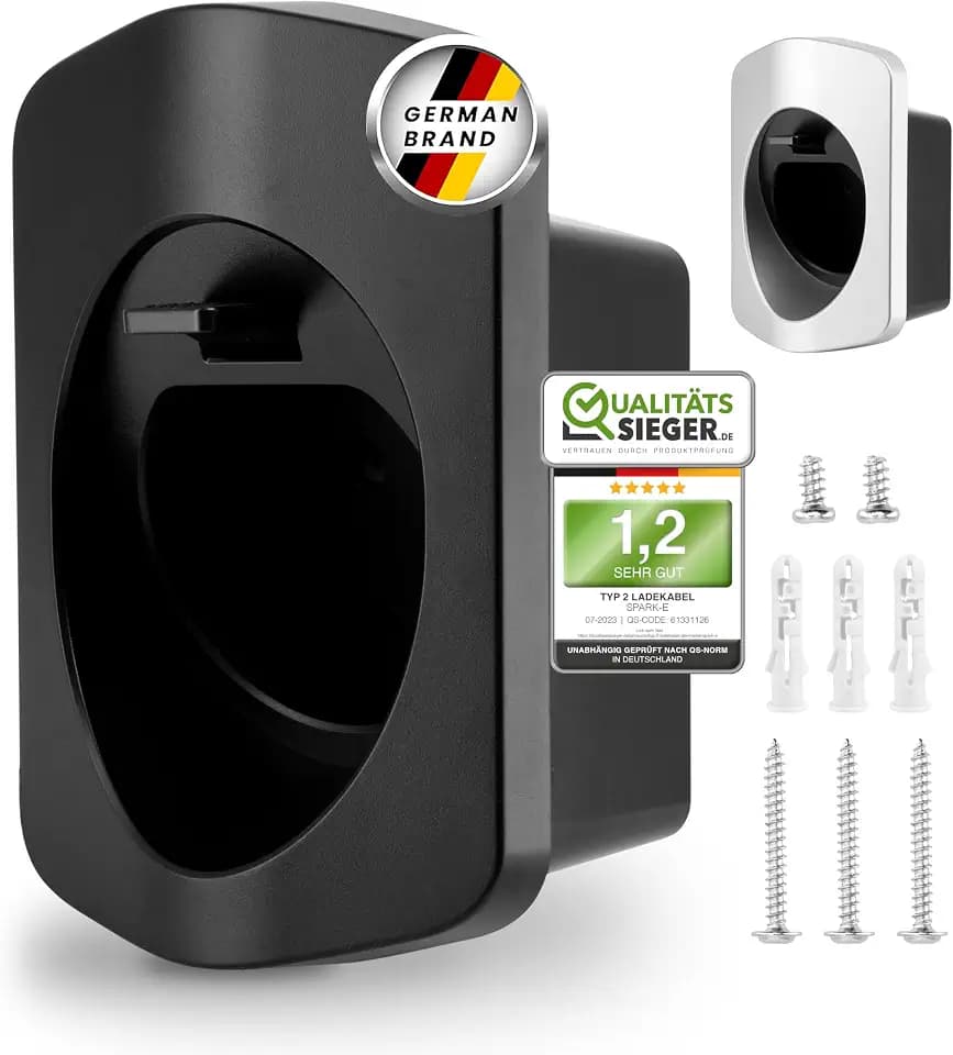 Spark-e Typ 2 Ladekabel Halterung | Sichere Wallbox Kabelhalterung für EV-Ladegeräte | Typ 2 Halterung Ladekabel Organizer in Deutscher Qualität | Schwarz