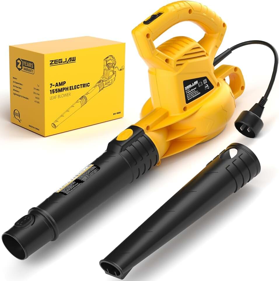 Electric Leaf Blower Corded, 7-Amp 155 MPH/350 CFM Handheld Blower