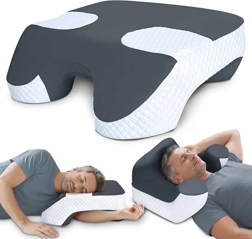 Side Sleeper Pillow with Arm Holes, 2 in 1 Shoulder Relief System