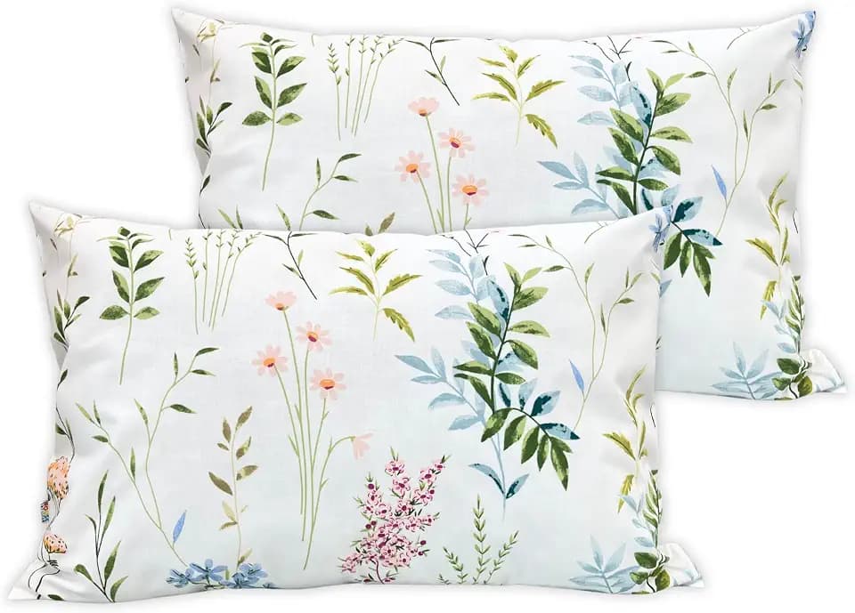 Kissenbezug 2-Set 40x60 cm - Kopfkissenbezug 100% Baumwolle, Kissenhülle mit Reißverschluss, ideal zum Schlafen und Dekokissen, weich & atmungsaktiv, ohne Füllung, pflegeleicht, Viele Bunte Muster