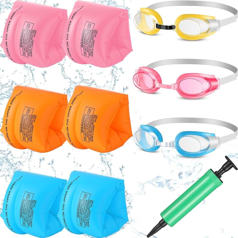 Junkin Arm Floaties for Kid & Children Swim Goggles