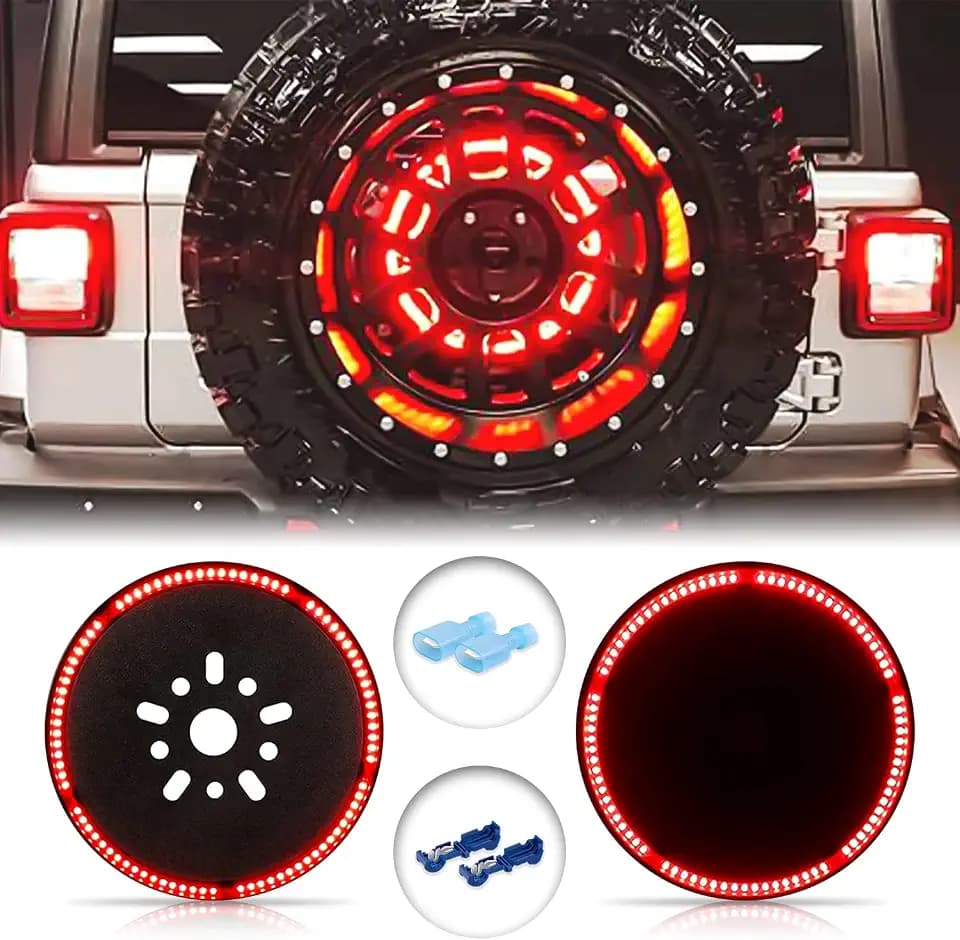 LEDUR Spare Tire Brake Light 3rd Third Brake Light LED Rear Wheel Light for Jeep Wrangler 2007-2018 JK & 2018+JKU JLU RED Light