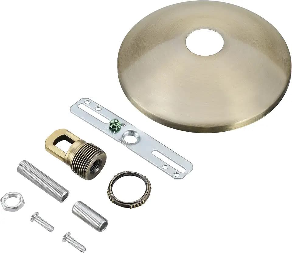 Aspen Creative 21511-31, Contemporary Chandelier & Light Fixture Canopy Kit w/Collar Loop, Antique Brass, 5" Diameter, 1" Center Hole