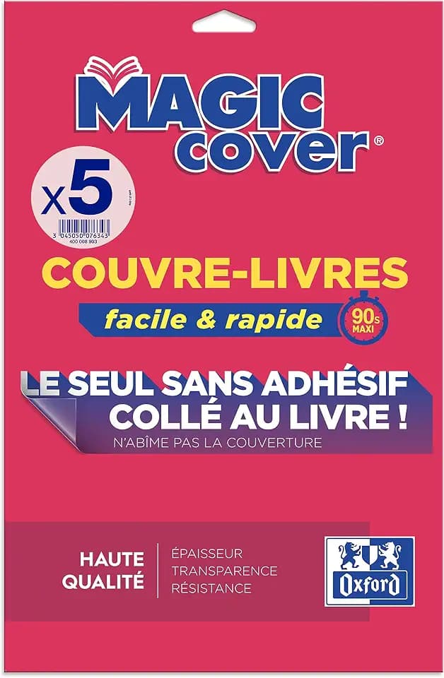 Oxford 5 Blatt Buchschoner Magic Cover A4 PVC glatt Stärke 9/100 farblos