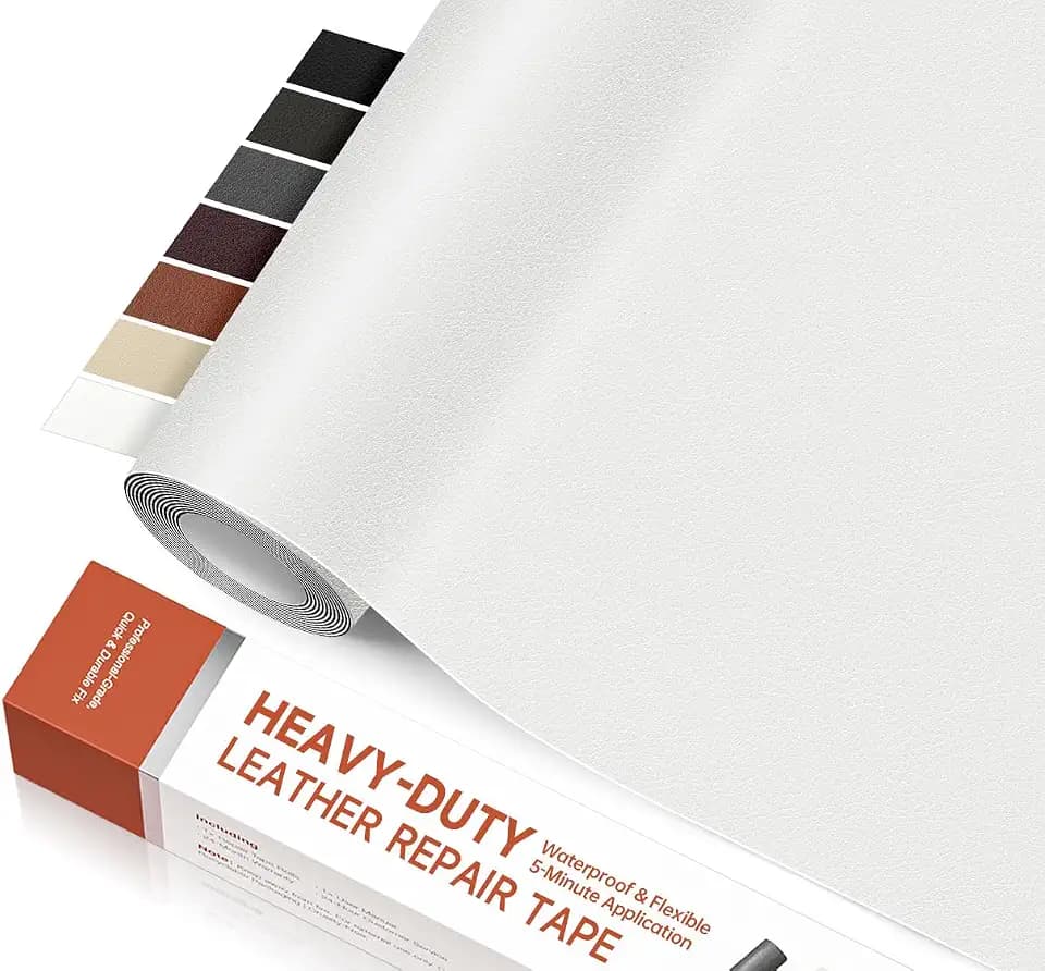 Leather Repair Tape, Heavy Duty Vinyl Repair Patch, Waterproof Self Adhesive Leather Repair Kit for Fixing Holes & Scratches on Couch, Car Seat, Furniture (White, 15.7 x 59in)