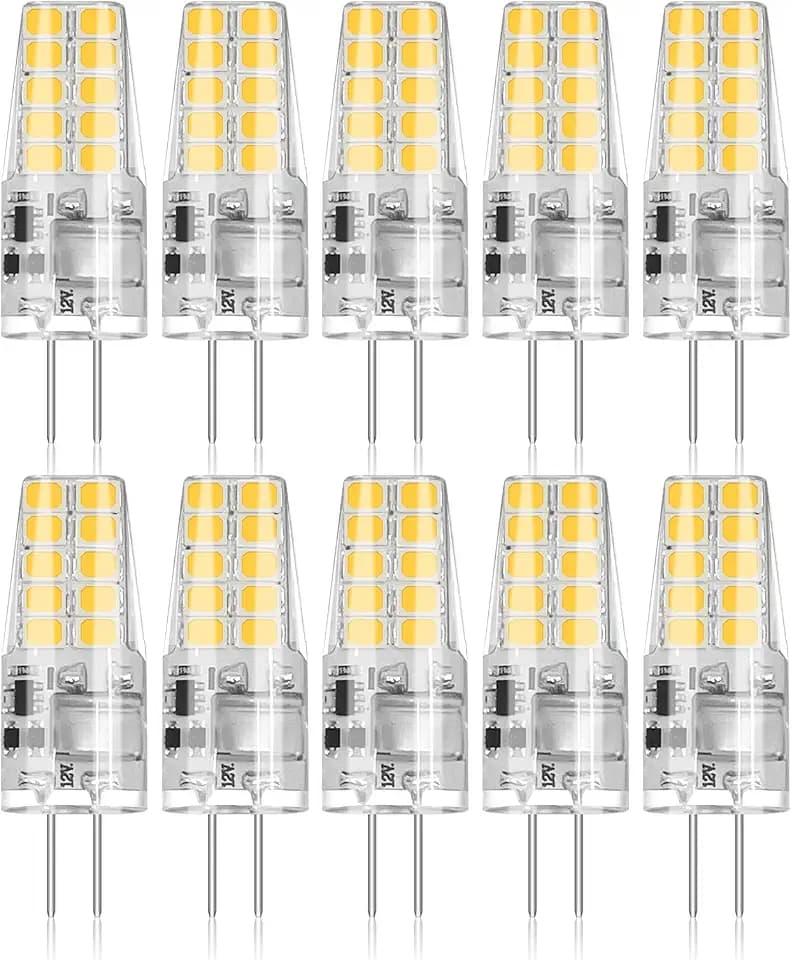 BUBO 10 Pack G4 LED Bulb 2W Equivalent 30W 3000K Warm White 250 Lumens 360°Beam Angle, T3 Halogen Bulb Replacement Landscape Bulbs, AC/DC 12V Led Lights G4 Bi-Pin Base for Outdoor Landscape Lighting