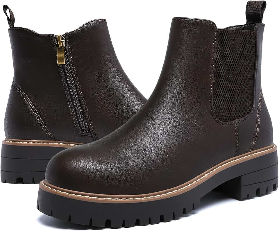 Womens Chelsea Boots Side Zip Ankle Chunky Low Heel Round Toe Short Booties