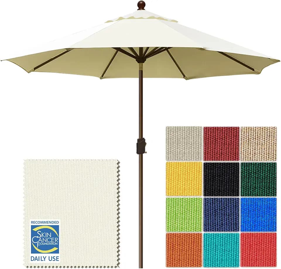 EliteShade USA 10-Year-Non-Fading 10Ft Market Patio Umbrella, UPF 50+ UV Protection Performance Sun Umbrella, Heavy Duty Commercial Grade Outdoor Table Umbrella with Crank & Tilt, Windproof Vented Top for Garden, Pool, Deck and Outdoor Playsets, Natural
