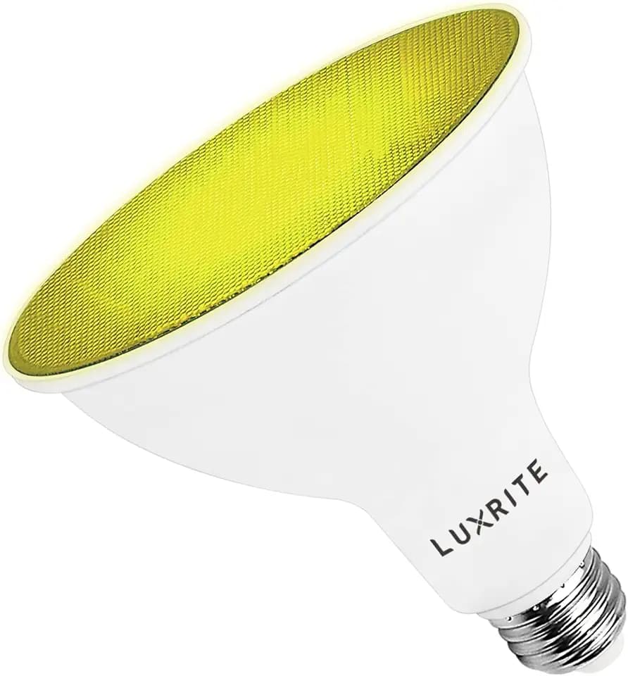 LUXRITE LED PAR38 Flood Yellow Light Bulb, 8W (45W Equivalent) 1 Pack