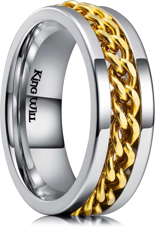 King Will 316L Stainless Steel Fidget Ring for Men Women Size 4-16