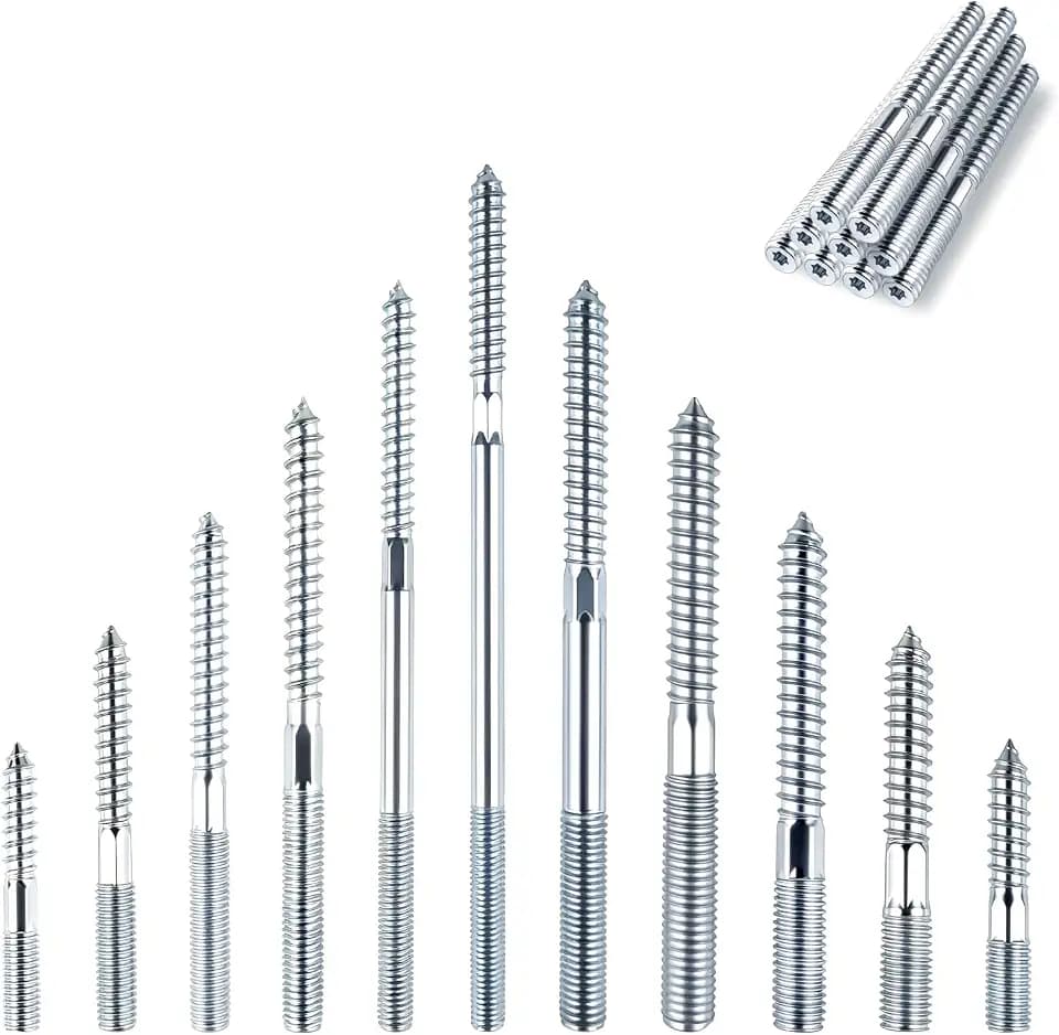 Doppelgewindeschrauben M8 x 100 mm 20 Stück Stockschrauben Holzschrauben, Doppelseitige Dübelschrauben Schraubstifte für für Holzschrauben Möbelbeine Metallbüge