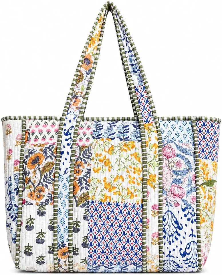 Women’s 100% Cotton Lightweight Shoulder Tote Bag with Interior Poeckt Casual Handbag for Women