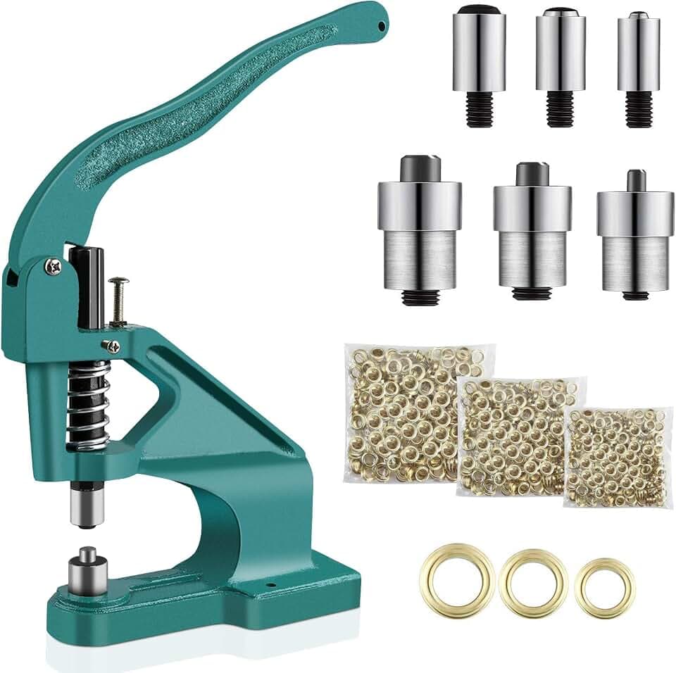 ösenpresse, Ösenstanze Nietenpresse, Ösenlochmaschine, Handpresse Ösen Werkzeug mit 3 Stempelsätzen und 900 Ösen, 6 mm, 10 mm,12 mm, für DIY Dekoration Fertigkeit Nähende Vorhang Kleidersack Markise