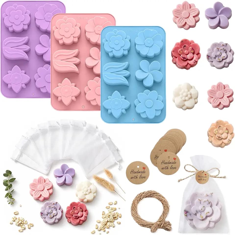 Domensi 64 Pcs Soap Making Mold Kit DIY Craft Set for Handmade Soap