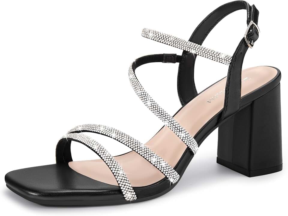 Women's Strappy Chunky Block Heels Square Open Toe Sandals
