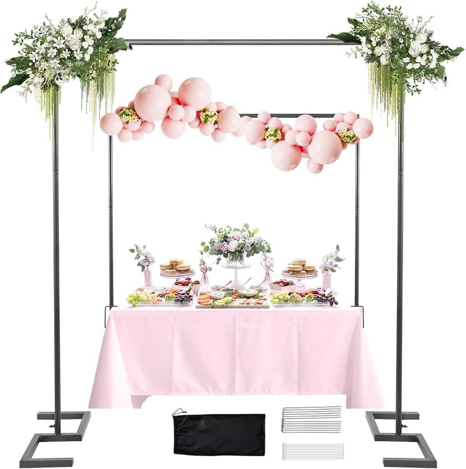 8.2FT Square Wedding Arch,Metal Backdrop Stand Heavy Duty Adjustable