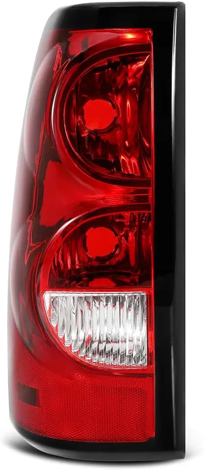 Left Tail Lights - Rear Lamp Compatible With 2003-2006 Chevy Silverado - Brake Lamp Driver Side (Black Trim - L)