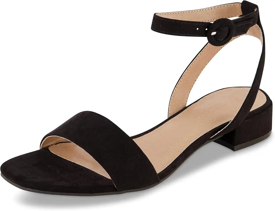 CUSHIONAIRE Nobu One Band Low Block Heel Womens Sandals, Comfortable Dress Shoes for Women with Adjustable Ankle Strap