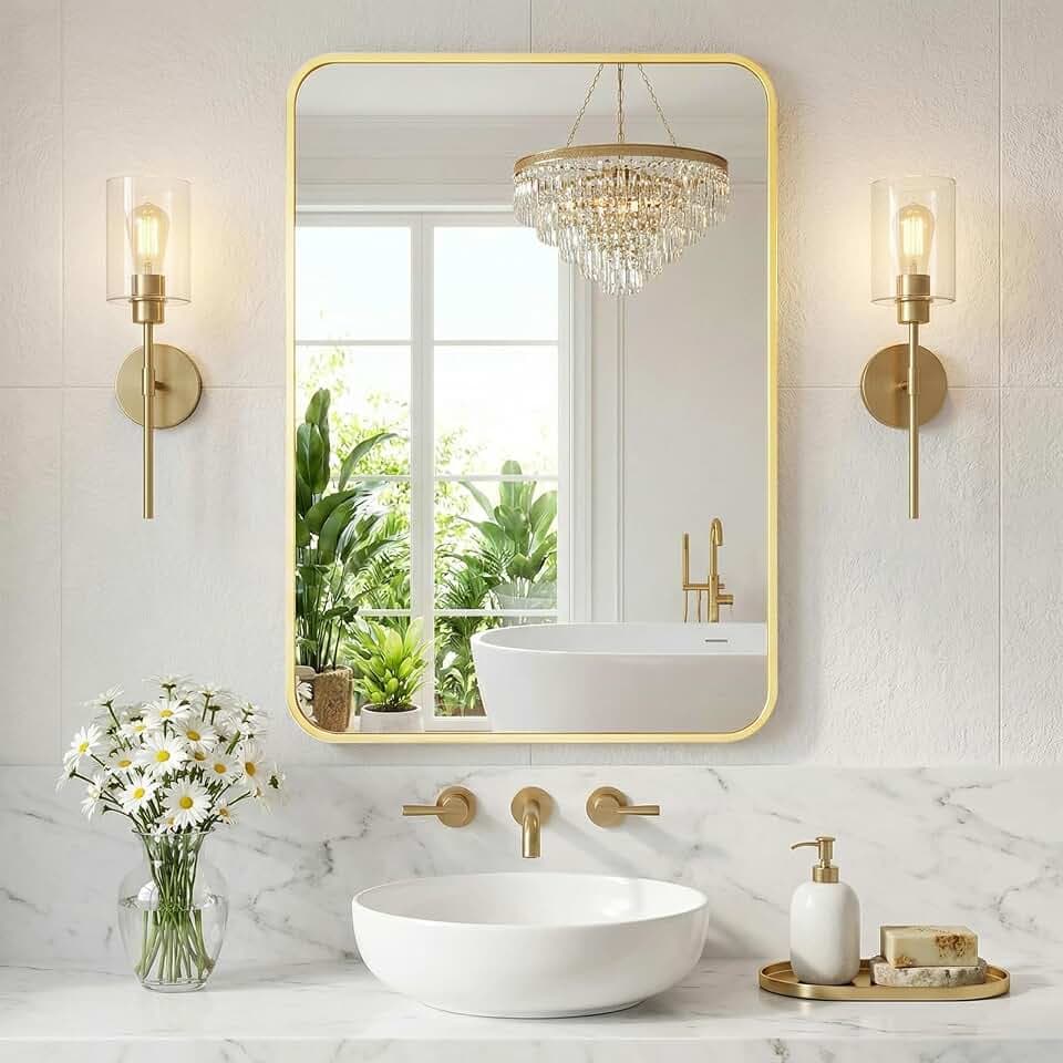 NEWBULIG Bathroom Mirrorfor Bathroom Sink, 26x38 Inch, Vanity Wall Mirror
