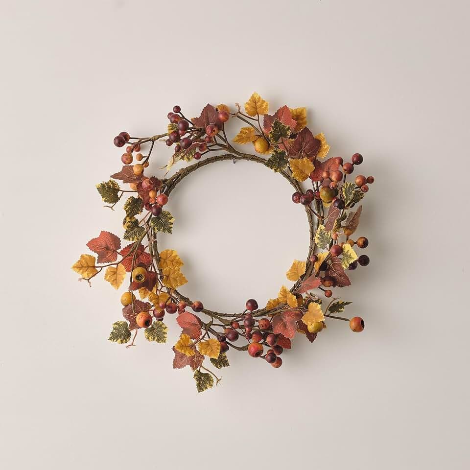 Lights4fun 40cm Herbstkranz mit Beeren Tischdeko Herbstdeko Innen Türdeko Herbst Dekoration Türkranz Herbst