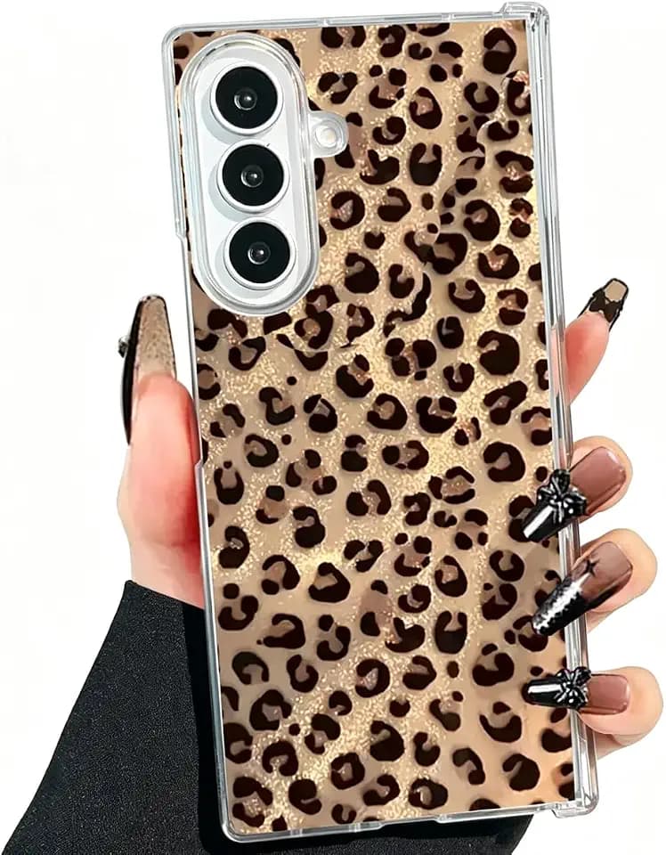 for Samsung Galaxy Z Fold 8 Ultra Leopard Case, Luxury Sparkle Bling Cute Translucent Clear Vintage Cheetah Leopard Print Pattern Cover for Girls Women for Z Fold8 Ultra, Brown Leopard