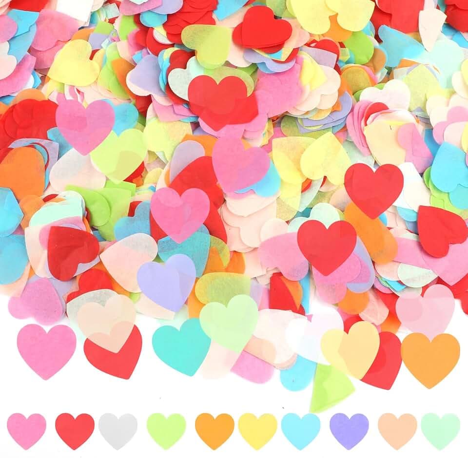 8000 Stück Herz Konfetti, Herzen Bunt Confetti, Herzkonfetti Buntes Paper