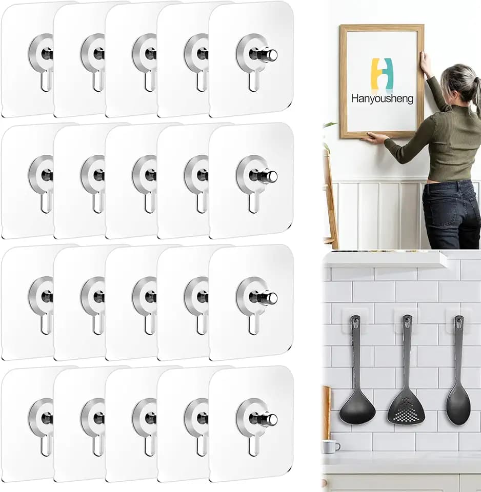 20 Stück Klebeschrauben Ohne Bohren, Bilderhaken Selbstklebend, Klebeschrauben Extra Stark, Klebenagel für Poster Fotos Dekorative Gemälde, Für Küche Bad Glas Fliesen Wohnzimmer bis 5kg