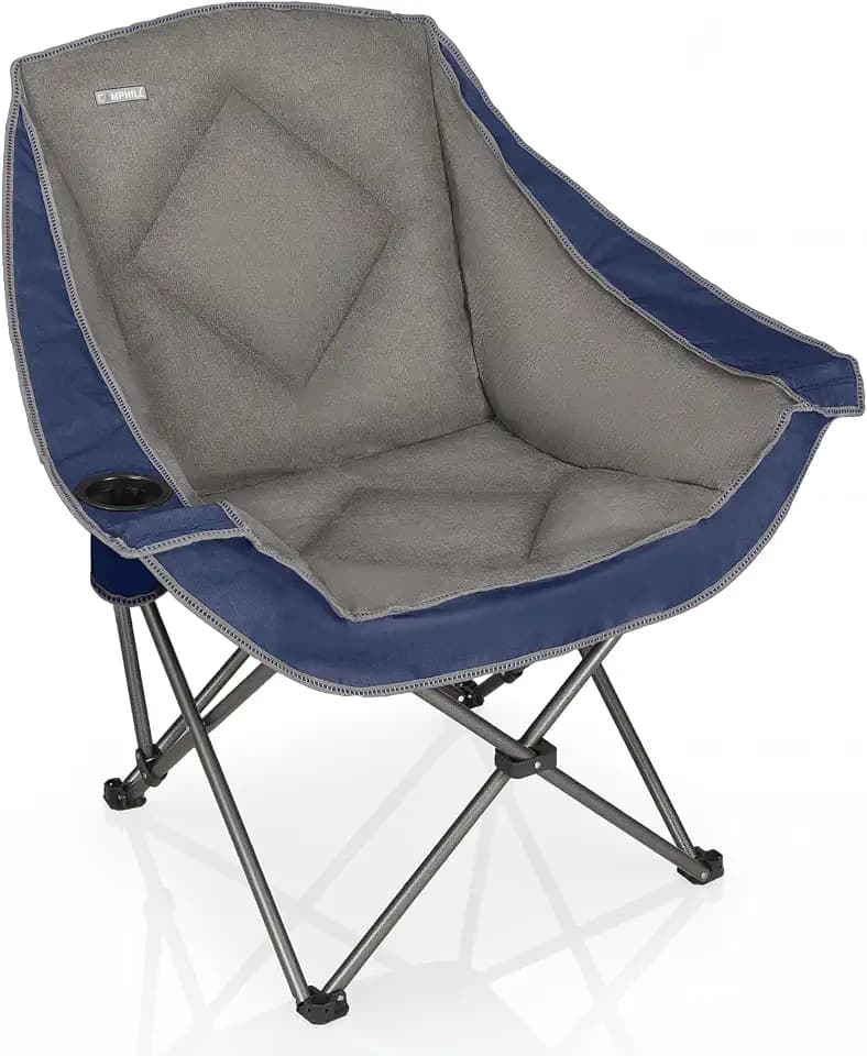 Folding Camping Chair,Oversized Portable Camping Chair with Cup Holder,Heavy Duty Padded Lawn Chair for Camping, Tailgates, Beach, and Sports