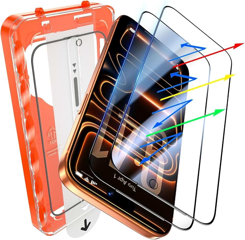 UniqueMe for iPhone 17 Pro Max Blue Light Blocking Screen Protector, 2 Pack