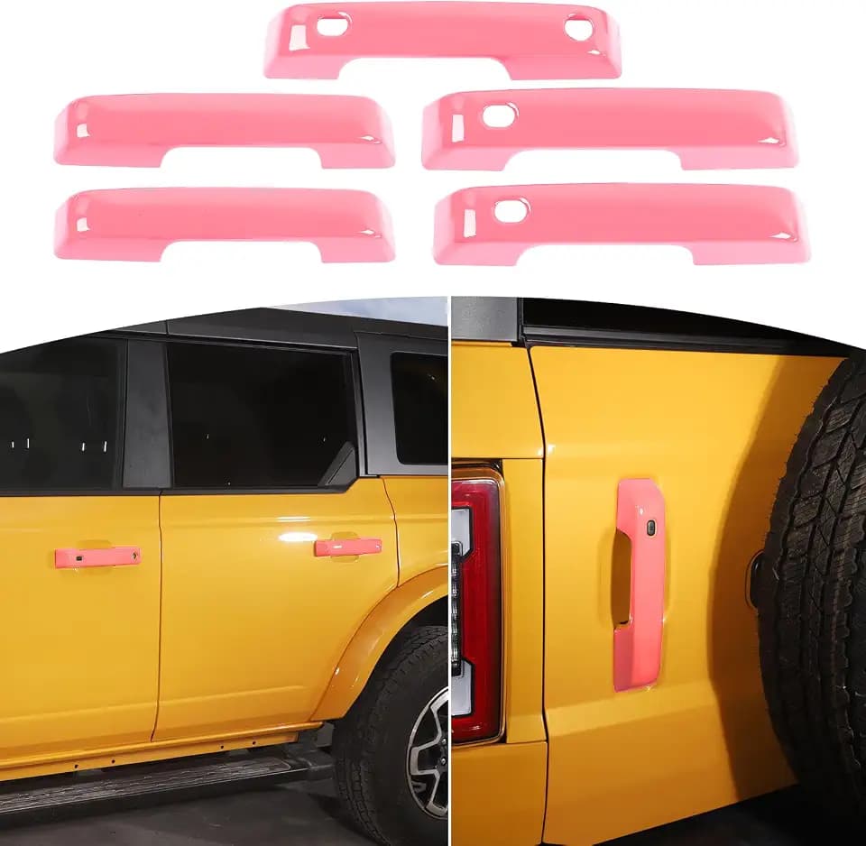 for Bronco Door Handle Cover Trim Fit for Ford Bronco 2021 up Pink Exterior Accessories 5pcs
