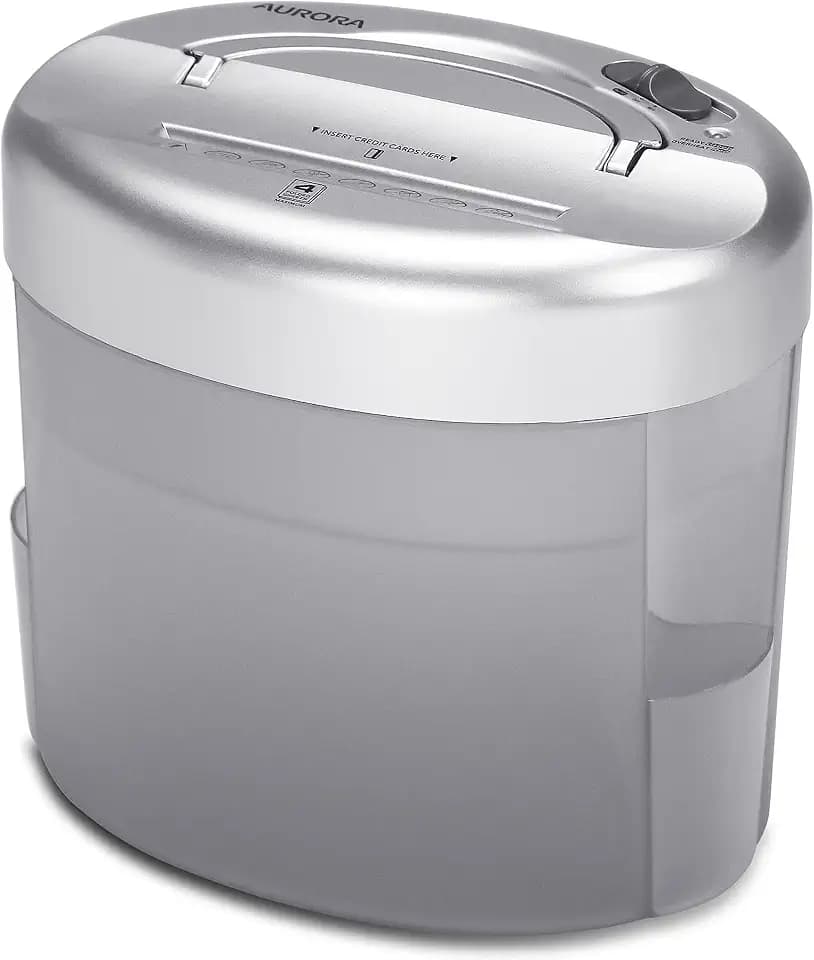 Aurora Desktop-Style Cross-Cut Paper Shredder, 4-Sheet Crosscut Desktop