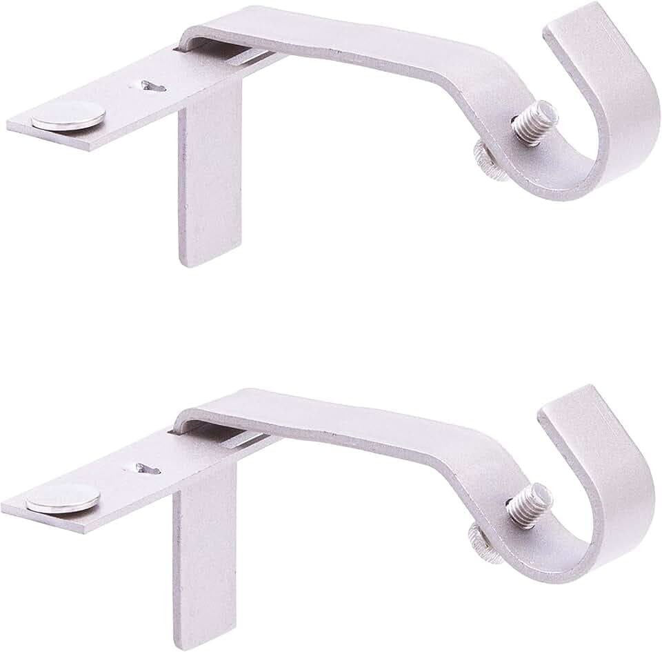 Kenney Fast Fit 5/8" No Measure Curtain Rod Brackets, Brushed Nickel, 2 Count (Pack of 1)