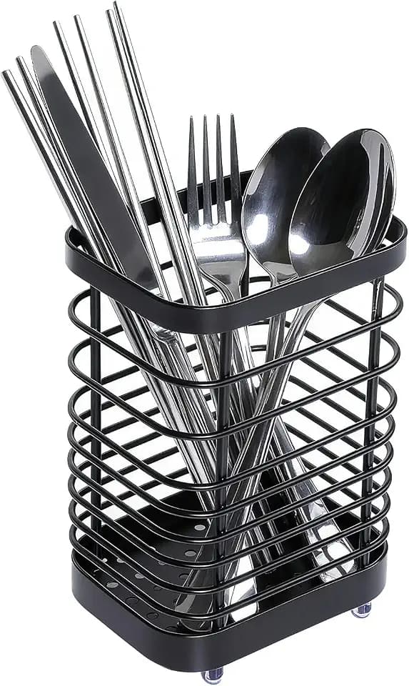 Küchenutensilienhalter für die Arbeitsfläche, schwarzer Edelstahl-Besteckhalter, Utensilienhalter, Behälter für küchenutensilien, küchenutensilien aufbewahrung, Home küchen Organizer