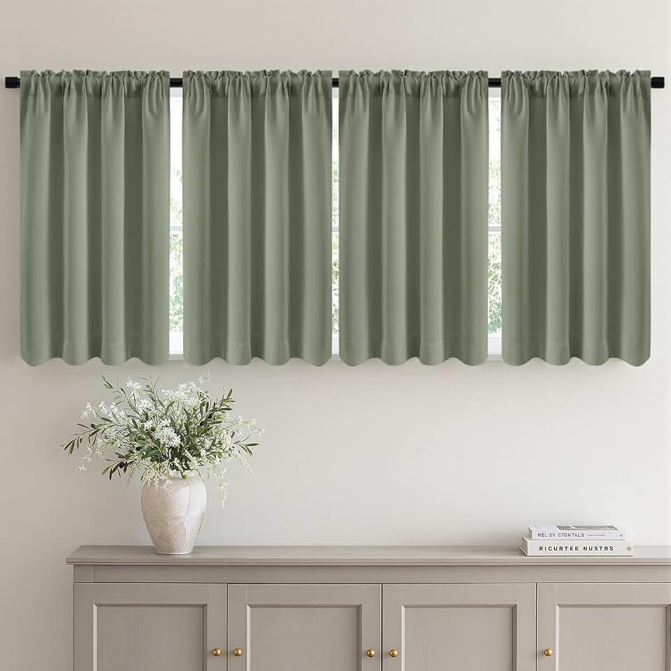 MIULEE Sage Green Blackout Curtains 54 Inch Length for Bedroom 4 Panels