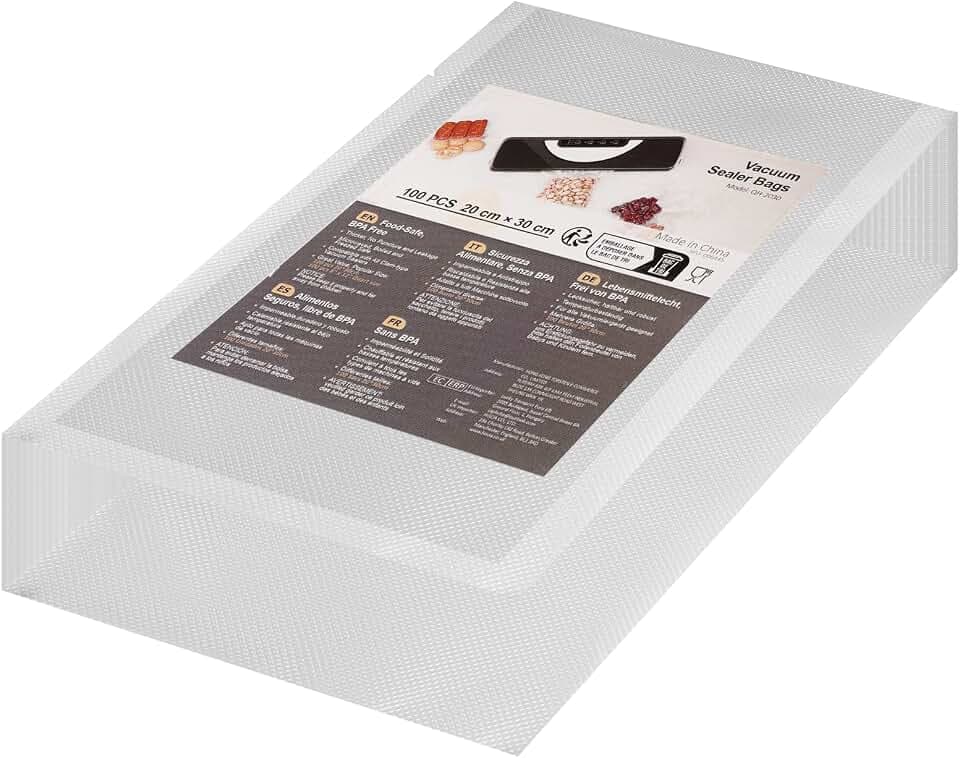 Vakuumierbeutel 20x30cm 100 Beutel, Vakuumierfolie Lebensmittel BPA-frei