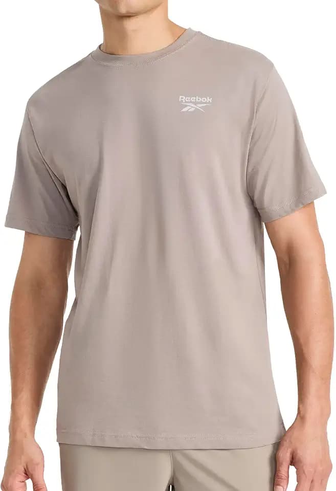 Reebok Men's Small Logo Crewneck T-Shirt, Standard Fit, Lightweight Cotton-Poly Jersey Fabric