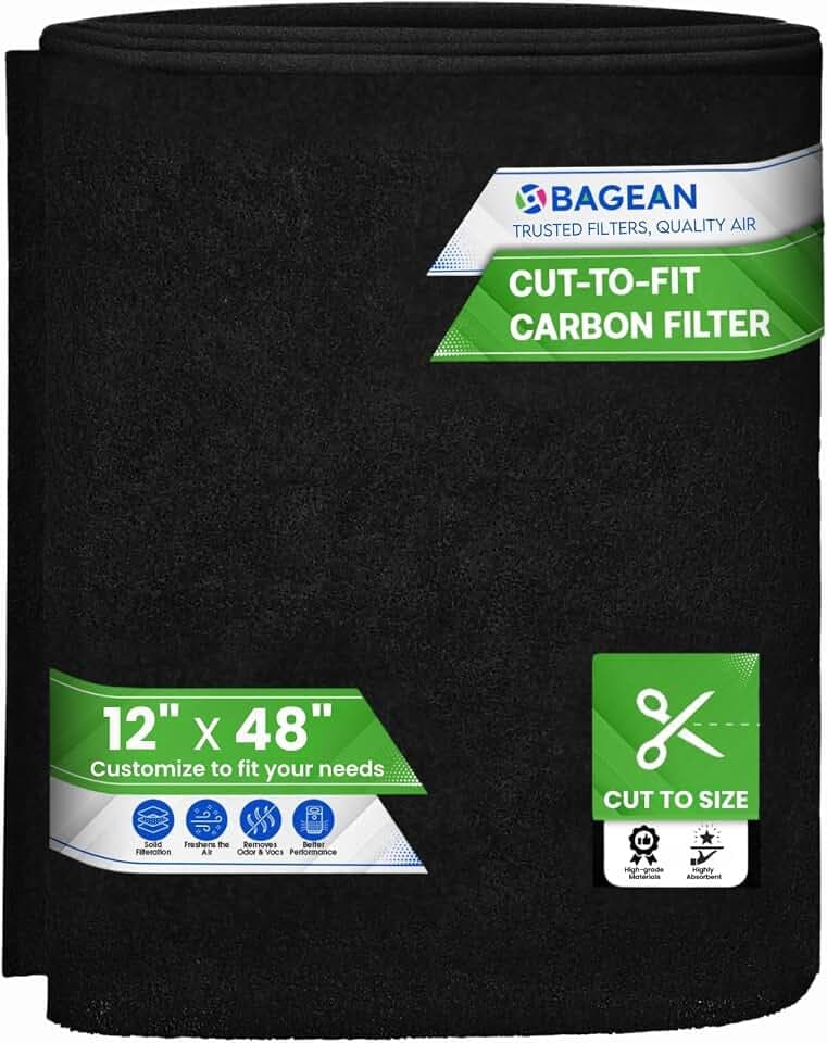 Bagean Cut to Fit Activated Carbon Filter Sheet 12” x 48” Carbon Air Filter