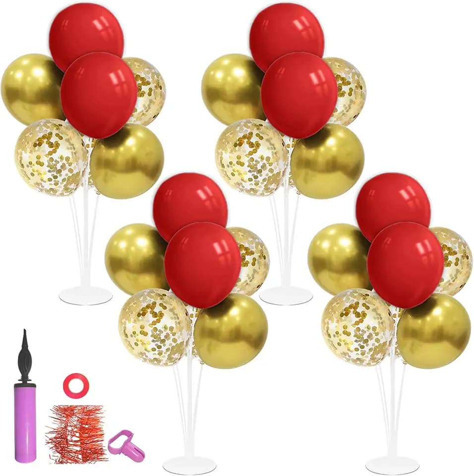 ZJDHPTY 4Set Red Gold Balloon Stand Table Centerpieces Party Decor