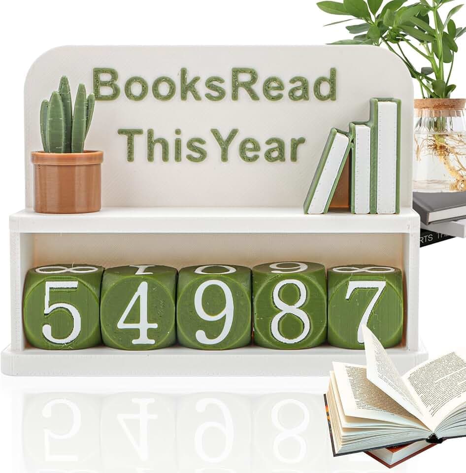 AKONE Books Read This Year Counter, Gelesene Bücher Zähler, Lesestatistik Buchliebhaber Geschenk, Bücherregal Deko mit Lesezielen, Buchliste Lesefortschritt Dokumentieren