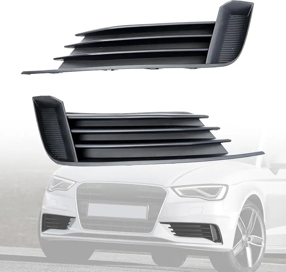 XQSMWF 1 Pair Bumper Grills Lower Front Left and Right Side Fit for Audi A3 S3 2013-2017, Replaces 8V58076829B9 8V58076819B9 AU1038141 AU1039141 Front Bumper Fog Lamp Light Grille Cover Bezel Trim