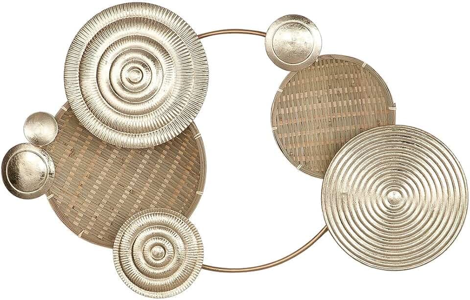 Casablanca Metallbilder Wanddeko Bilder Metall – moderne Wanddekoration Wohnzimmer – Wandbild 3D Metallbild Wand Deko Wall Decoration 52 x 82 cm Farbe: Gold