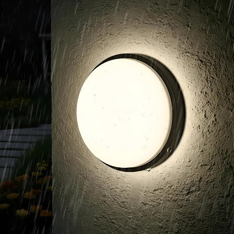 ANWIO 14W LED Runde Wandlampe 4000K IP54, Rund Deckenleuchte für Innen, Außen, Schlafzimmer, Bad, Flur, Korridor, Hauswirtschaftsraum, Garten, Schuppen, Werkstatt, Veranda - Schwarz