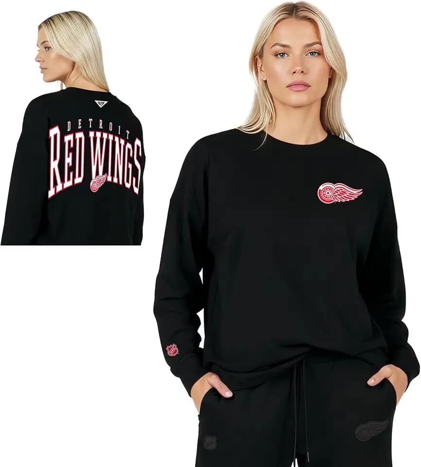 GAME 7 NHL Womens X NHL Women's Officially Licensed Long Sleeve Crew Neck Cotton T-Shirt