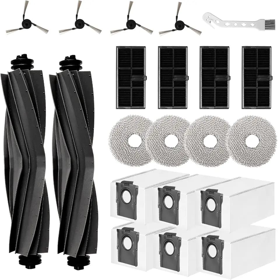 21 Stück Zubehör kompatibel mit Dreame L40 Ultra/X40 Ultra Complete/X40 Master/MOVA P50 Pro Ultra Saugroboter Ersatzteile Zubehörset Hauptbürste Staubbeutel Seitenbürsten Wischtücher HEPA Filter