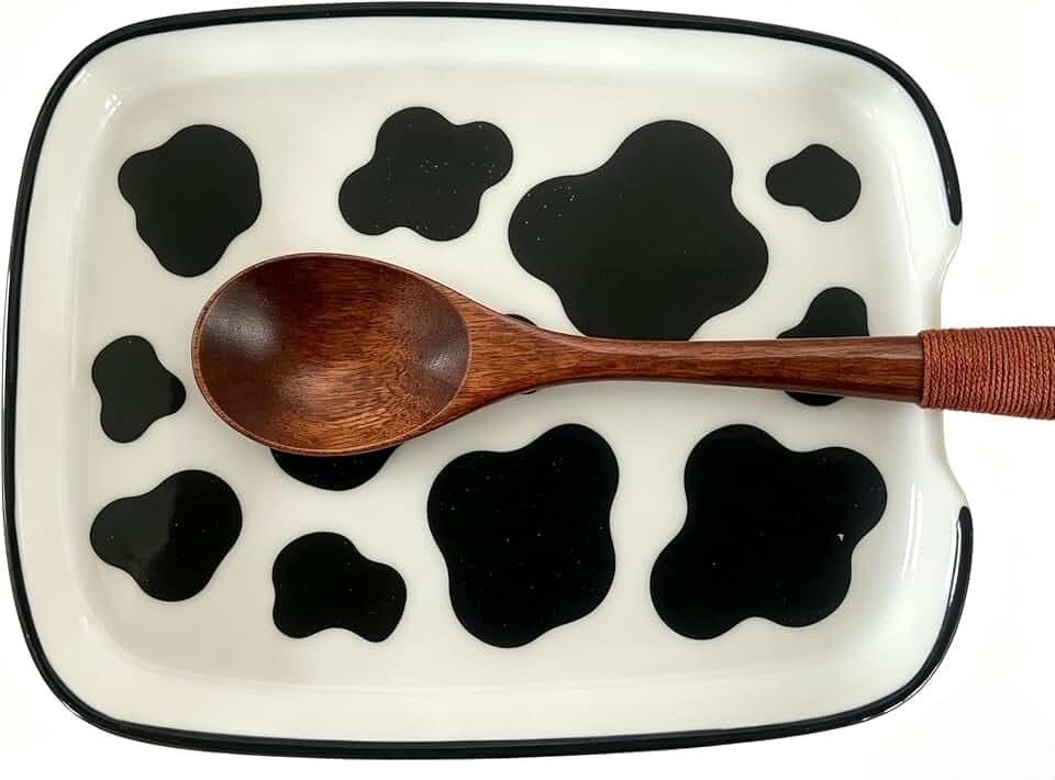 Cute Cow Ceramic Spoon Rest for Stove Top for Kitchen Counter